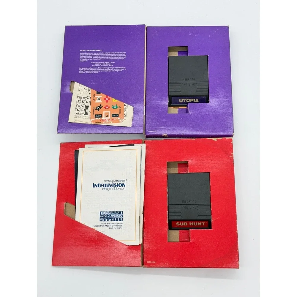 Mattel IntelliVision Sub Hunt & Utopia Strategy Simulation‎ Video Game Lot